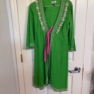 Lilly Pulitzer Green Floral/Seashell robe